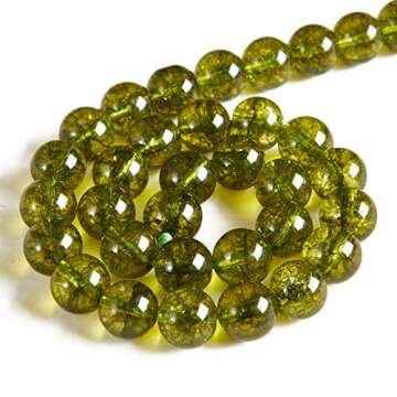 60pcs 6mm Peridot Beads Natural Gemstone Beads Round Loose Beads for Jewelry Making