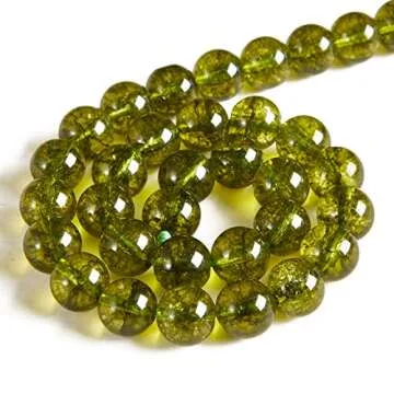 60pcs 6mm Peridot Beads Natural Gemstone Beads Round Loose Beads for Jewelry Making