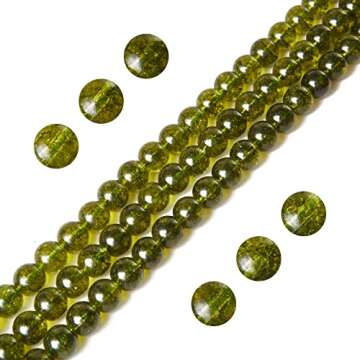 60pcs 6mm Peridot Beads Natural Gemstone Beads Round Loose Beads for Jewelry Making