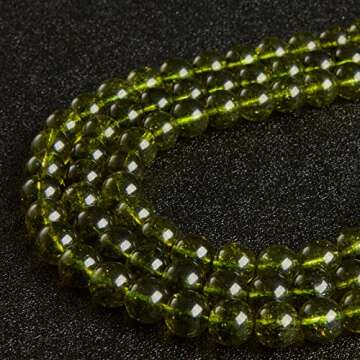 60pcs 6mm Peridot Beads Natural Gemstone Beads Round Loose Beads for Jewelry Making