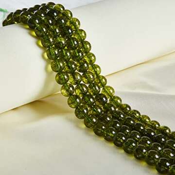 60pcs 6mm Peridot Beads Natural Gemstone Beads Round Loose Beads for Jewelry Making