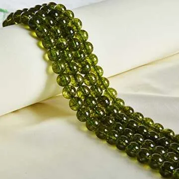60pcs 6mm Natural Peridot Gemstone Beads for Crafts
