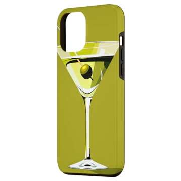 Alcohol Happy iPhone 15 Plus Case - Abstract Cocktail Olive Theme - Heavy Duty Protection - Green Glossy Case