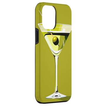 Alcohol Happy iPhone 15 Plus Case - Abstract Cocktail Olive Theme - Heavy Duty Protection - Green Glossy Case
