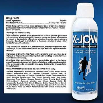 X-JOW Extra Strength Pain Relief Gel 4 Oz - Muscle, Shoulder & Joint Pain Massage Gel - Herbal & Nat...
