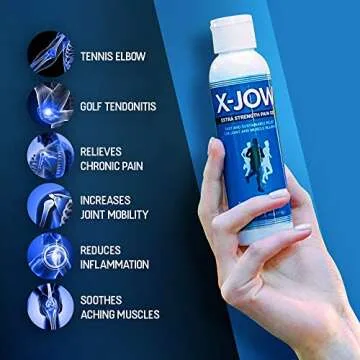 X-JOW Extra Strength Pain Relief Gel 4 Oz - Muscle, Shoulder & Joint Pain Massage Gel - Herbal & Natural Anti Inflammatory Relief