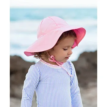 RuffleButts Baby Pink Adjustable Sun Hat UPF 50+ Protection