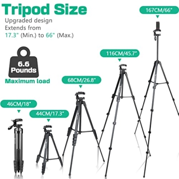 Lusweimi 66-Inch Adjustable Phone Tripod for Vlogging and Photography