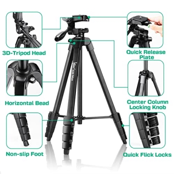 Lusweimi 66-Inch Adjustable Phone Tripod for Vlogging and Photography