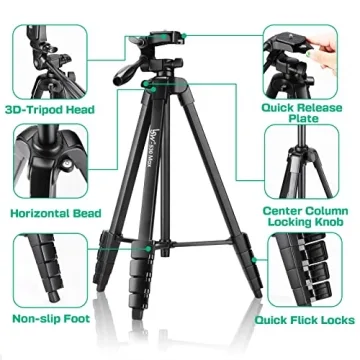 Lusweimi 66-Inch Adjustable Phone Tripod for Vlogging and Photography