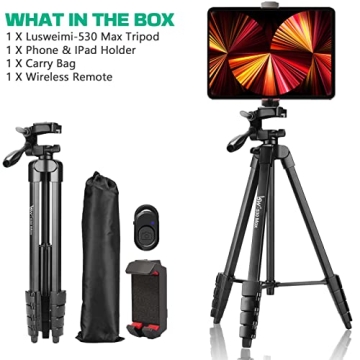 Lusweimi 66-Inch Adjustable Phone Tripod for Vlogging and Photography