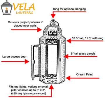 VELA LANTERNS Cream Moroccan Decorative Candle Lantern