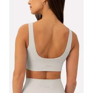 PAVOI ACTIVE Curve Hem Scoop Neck Sports Bra for Women - Medium Support Buttery Soft Low Cut Workout...