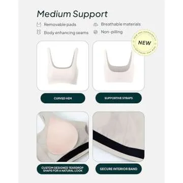 PAVOI ACTIVE Curve Hem Scoop Neck Sports Bra for Women - Medium Support Buttery Soft Low Cut Workout Yoga Bras - FlexFlow - Medium, Moonstruck