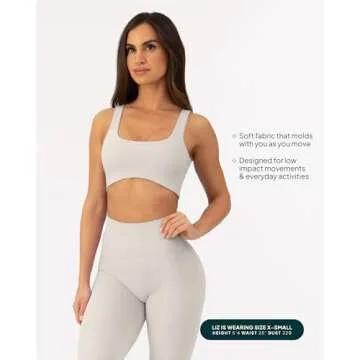 PAVOI ACTIVE Curve Hem Scoop Neck Sports Bra for Women - Medium Support Buttery Soft Low Cut Workout Yoga Bras - FlexFlow - Medium, Moonstruck