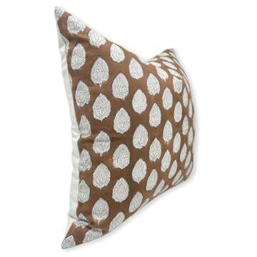Fabritual Hand Block Print Cotton Throw Pillow Cover