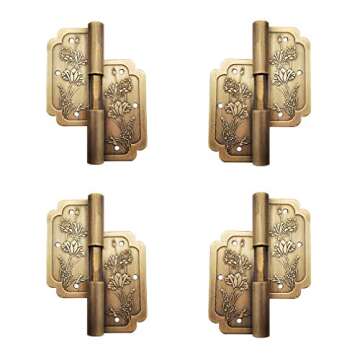 Tiazza 4Pcs Antique Pure Brass Hinges for Furniture, Cabinets & Boxes