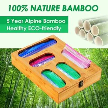 GPCCORU Food Storage Bag Holders Boxes-Premium Bamboo Kitchen Drawer Organizer Dispenser with lids,Compatible with Quart slider,Gallon,Quart,Snack,Sandwich Variety Size Ziplock Bags