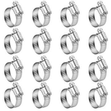 Winlong Stainless Steel Hose Clamps - 16 Pack Worm Gear Drive Hose Clamps SAE Size 20 Clamping Range...