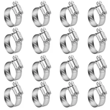 Winlong Stainless Steel Hose Clamps - 16 Pack Worm Gear Drive Hose Clamps SAE Size 20 Clamping Range...