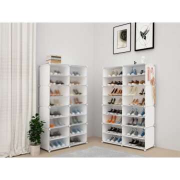 HOMICKER Shoe Storage,32 Pairs Shoe Rack Organizer for Closet Shoe Cabinet with Door Shoe Shelves fo...