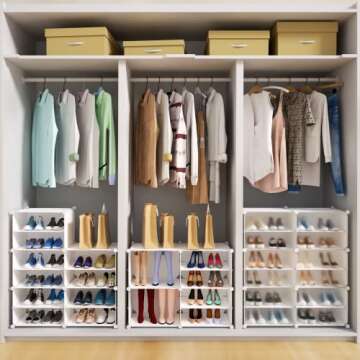 HOMICKER 32 Pairs Shoe Rack Organizer for Closets