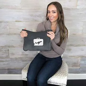 EverSnug Travel Blanket and Pillow - Premium Soft 2 in 1 Airplane Blanket with Soft Bag Pillowcase, Hand Luggage Sleeve and Backpack Clip (Grey)