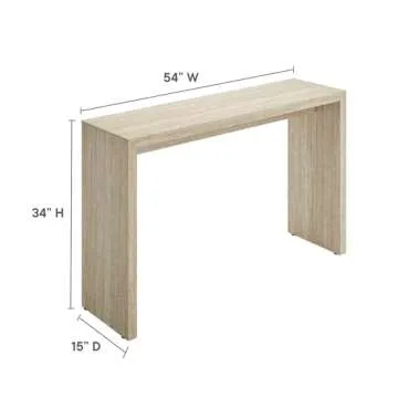 Modway Mirella 54" Faux Travertine Console Table, Modern Entryway Table in Travertine, Minimalist Design, Narrow Hallway Table for Living Room Furniture, Foyer Accent, Chic Corridor Piece