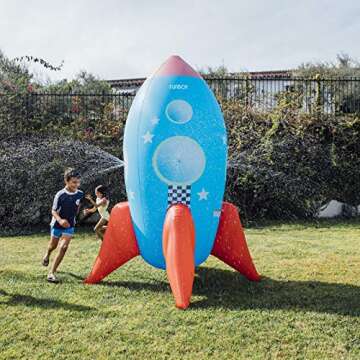 FUNBOY Giant Inflatable Kids Rocketship Sprinkler, Perfect for Backyard Summer Fun and Entertainment