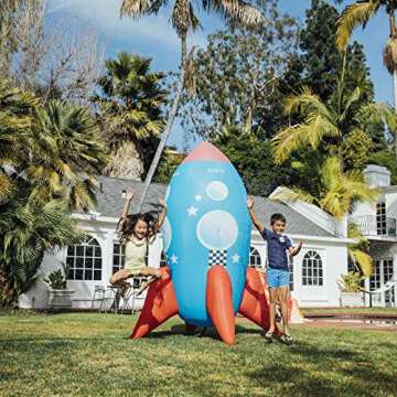 FUNBOY Giant Inflatable Kids Rocketship Sprinkler, Perfect for Backyard Summer Fun and Entertainment