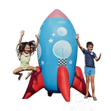FUNBOY Giant Inflatable Kids Rocketship Sprinkler, Perfect for Backyard Summer Fun and Entertainment