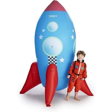 FUNBOY Giant Inflatable Kids Rocketship Sprinkler, Perfect for Backyard Summer Fun and Entertainment