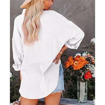 Stylish Mutitop Women's Button Down Cotton Shirt in White