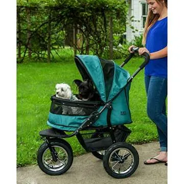 Pet Gear NO-Zip Double Pet Stroller, Zipperless Entry, for Single or Multiple Dogs/Cats, Plush Pad +...