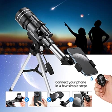 Beginner Telescope with Phone Adapter for Stargazing