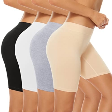 POKARLA 4 Pack Women's Cotton Underwear Boxer Shorts - Comfort and Anti-Chafing Design
