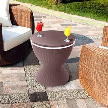SereneLife Outdoor Cool Bar Table, 7.5 Gallon Beer and Wine Cooler, Patio Furniture & Hot Tub Side T...