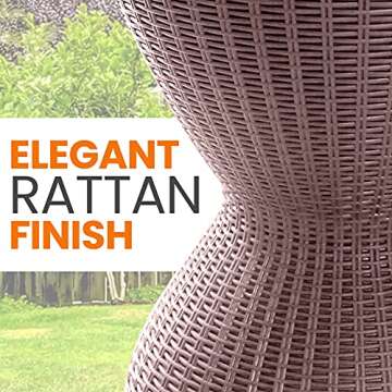 SereneLife Outdoor Cool Bar Table, 7.5 Gallon Beer and Wine Cooler, Patio Furniture & Hot Tub Side Table, Beverage Cooler, All-Weather Resistant Ice Cool Bar, Rattan Style Patio, Cocktail Bar (Grey)