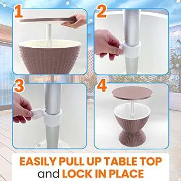 SereneLife Outdoor Cool Bar Table, 7.5 Gallon Beer and Wine Cooler, Patio Furniture & Hot Tub Side Table, Beverage Cooler, All-Weather Resistant Ice Cool Bar, Rattan Style Patio, Cocktail Bar (Grey)