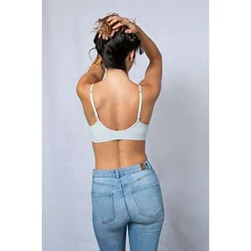 Blue 55 Women's Sexy Everyday Basic Deep V-Neck Padded Bralette (M/L, Cloud)