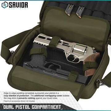 Savior Equipment Tactical Double Handgun Firearm Case - Spacious & Secure