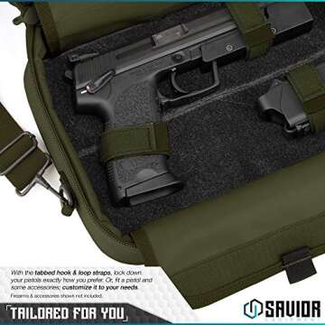 Savior Tactical Double Handgun Case Pistol Bag with Lockable Compartments