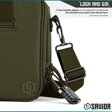 Savior Tactical Double Handgun Case Pistol Bag with Lockable Compartments