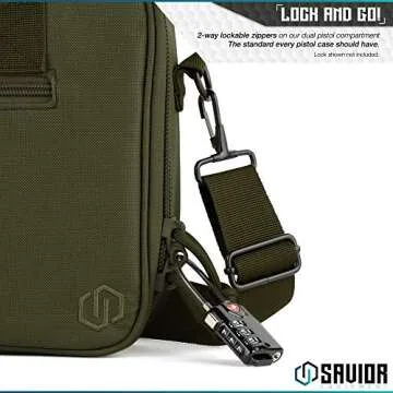 Savior Tactical Double Handgun Case Pistol Bag with Lockable Compartments