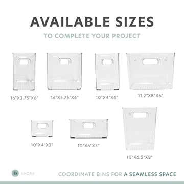 bHome & Co Clear Plastic Storage Bins for Organization