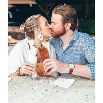 Statement Drop Earrings - Bohemian Beaded Big Heart Dangle Earrings Gift for Women