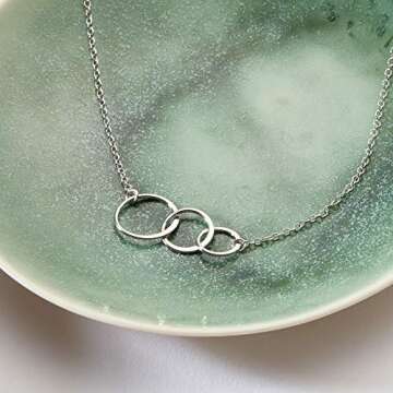 Dear Ava Infinity Interlocking Triple Circle Connecting Necklace For Women - Asymmetrical Modern Jew...