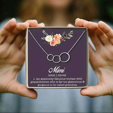 Dear Ava Infinity Interlocking Triple Circle Connecting Necklace For Women - Asymmetrical Modern Jewelry Pendant Love Gifting Idea for Her with Heartfelt Card -Gift for Grandma Mimi Silver