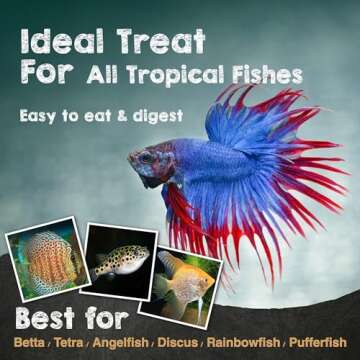 Ultra Fresh Freeze Dried Blood Worms w/High Concentration Vitamin & Probiotics, All Natural High Protein Treat for Betta, Tropical Fish
