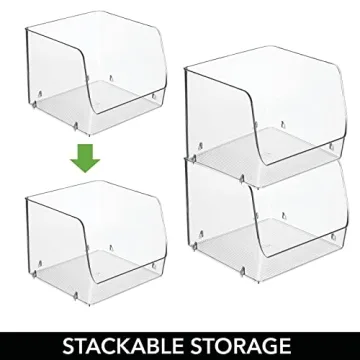 mDesign Stackable Plastic Organizer Bin for Kitchen Storage
